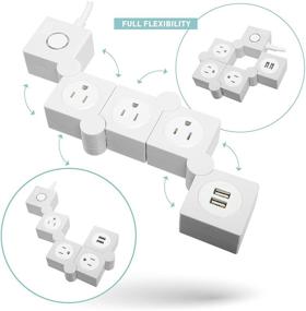 img 2 attached to IJoy Декоративный защитник от напряжения - 3 розетки и 2 порта USB для зарядки с кабелем продления 5 футов - розеточная полоса-удлинитель для домашнего офиса