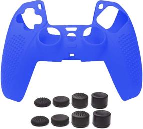 img 4 attached to 🎮 PS5 DualSense Controller Silicone Skin Case Cover with 8 Blue Thumb Grip Caps