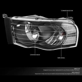 img 1 attached to 🚦 Фары с чёрным корпусом и прозрачным поворотным светом высокого качества для Ram 1500 02-05 / Ram 2500 3500 03-05 - левая и правая сторона от DNA Motoring