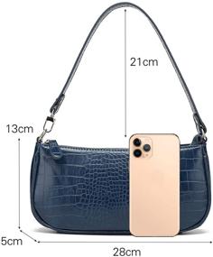 img 3 attached to 👜 Барабум Крокодиловая плечевая сумка-багет - Стильные женские сумки и кошельки с магнитным замком, идеально подходят для клатчей и вечерних сумок.