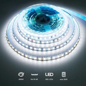 img 3 attached to 🔆 JOYLIT 24V Daylight LED Light Strip Bright White, 3000lm Brightness 16.4ft/5M Cuttable 600LEDs SMD2835 6000K-6500K Flexible Tape Lighting for Bedroom Kitchen Cabinet" -> "JOYLIT 24V Daylight LED Light Strip - Bright White, 3000lm Brightness, 16.4ft/5M Cuttable, 600LEDs SMD2835, 6000K-6500K Flexible Tape Lighting for Bedroom and Kitchen Cabinet