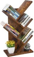 📚 4-tier tree bookshelf: rustic brown wood storage rack for office, home, and school - floor standing bookcase organizer shelves, ideal for cds, magazines, and books logo