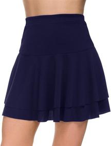 img 2 attached to Stretchy Flared Ruffle Layered Pleated 👗 Mini Skater Skirts for Women by Sinono