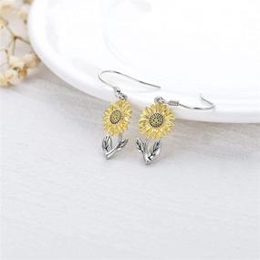 img 2 attached to 🌸 Exquisite 925 Sterling Silver Flower Dangle Earrings: Versatile Style for Women, Girls, and Teens