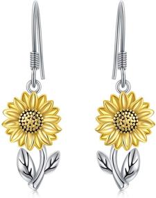 img 4 attached to 🌸 Exquisite 925 Sterling Silver Flower Dangle Earrings: Versatile Style for Women, Girls, and Teens