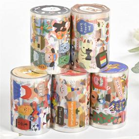 img 4 attached to 🎨 Lovyan 5 Cute Sticker Rolls Decorative Tape - 2000+ Pcs Self-Adhesive Scrapbooking Stickers for Notebook, Art Crafts, and DIY Decorations