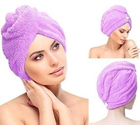 img 1 attached to Полотенце для сушки волос Sinland Hair Drying Towel Turban - высокоабсорбирующее и быстросохнущее головное полотенце из микрофибры для волос во время купания и душа.