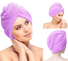 img 4 attached to Полотенце для сушки волос Sinland Hair Drying Towel Turban - высокоабсорбирующее и быстросохнущее головное полотенце из микрофибры для волос во время купания и душа.