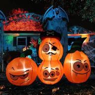 🎃 spook up your yard with 5ft halloween inflatables pumpkins yard decor featuring wizard hat and led lights - perfect for indoor and outdoor halloween decorations, holiday parties, and garden lawn логотип