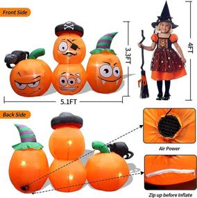 img 3 attached to 🎃 Spook up Your Yard with 5ft Halloween Inflatables Pumpkins Yard Decor featuring Wizard Hat and LED Lights - Perfect for Indoor and Outdoor Halloween Decorations, Holiday Parties, and Garden Lawn