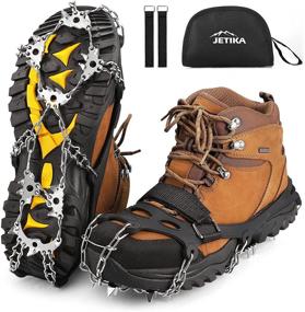 img 4 attached to 🥾 JETIKA 28 Spikes Crampons for Hiking Boots - Ice Cleats for Shoes and Boots, Shoe Ice & Snow Grips - Traction Cleats for Snow and Ice Walking, Fishing, and Mountaineering, Ideal for Women and Men