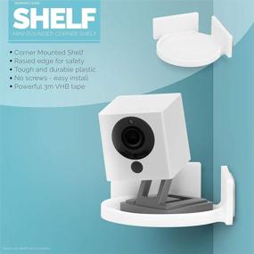 img 2 attached to 🔩 Universal Mini Corner Shelf Mount for Security Cameras, Baby Monitors, Speakers, Plants & More - Strong Adhesive, Screwless Installation by Brainwavz (White)