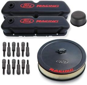 img 1 attached to 🔧 Black Crinkle Engine Dress-Up Kit with Red Ford Racing Logo for Ford 289-351 Windsor - Proform 302-500