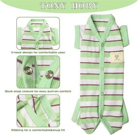 img 1 attached to 🐶 TONY HOBY Dog Stripe Pajama: Stylish Green & White Knit Clothes for Small-Medium Dogs - Perfect for Spring & Summer!