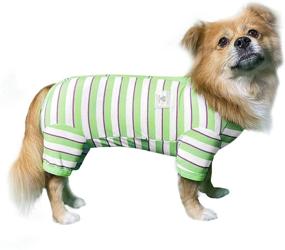 img 3 attached to 🐶 TONY HOBY Dog Stripe Pajama: Stylish Green & White Knit Clothes for Small-Medium Dogs - Perfect for Spring & Summer!