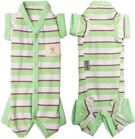 img 4 attached to 🐶 TONY HOBY Dog Stripe Pajama: Stylish Green & White Knit Clothes for Small-Medium Dogs - Perfect for Spring & Summer!