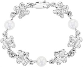 img 4 attached to 🐻 4.5-inch Teddy Bear Charm Bracelet with Simulated Pearl for Baby Girls & Toddlers | 925 Sterling Silver | Cute Small Bears Bracelet for Little Girls | Fun & Safe Baby Bracelet