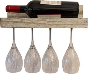 img 4 attached to 🍷 Rustic White Wood Wall Mounted Wine Rack with Glass Holder, by Gianna's Home - Farmhouse Country Distressed Style