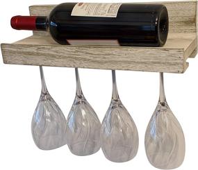 img 2 attached to 🍷 Rustic White Wood Wall Mounted Wine Rack with Glass Holder, by Gianna's Home - Farmhouse Country Distressed Style