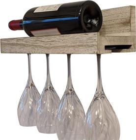 img 1 attached to 🍷 Rustic White Wood Wall Mounted Wine Rack with Glass Holder, by Gianna's Home - Farmhouse Country Distressed Style