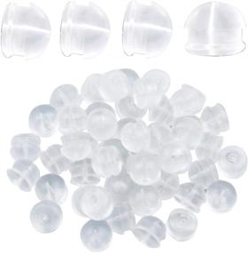 img 4 attached to 💎 50 Pieces Hypoallergenic Silicone Earring Stoppers, Clear Earring Backs for Safety, 4.5 * 5mm