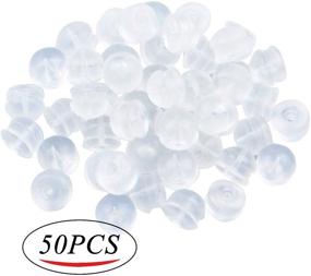 img 3 attached to 💎 50 Pieces Hypoallergenic Silicone Earring Stoppers, Clear Earring Backs for Safety, 4.5 * 5mm