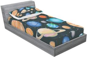 img 2 attached to 🌌 Galaxy Fitted Sheet & Pillow Sham Set, Outer Space Art Solar System Planets Mars Mercury Uranus Jupiter and Venus Print, Decorative Bedding Decor Set, Twin Size, Salmon