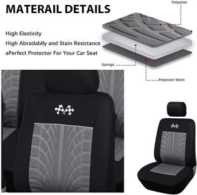 img 1 attached to 🚗 Protect Your Car Seats in Style with AUTOYOUTH Car Seat Covers - Full Set of 9PCS, Embossed Cloth Design, Airbag Compatible, Gray