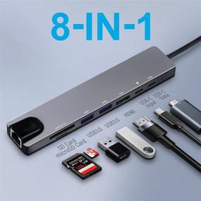 img 3 attached to 🔌 CELINI 8 in 1 Type C Hub Adapter: USB C Docking Station with 4K HDMI, 2 USB C 3.0, SD/TF Card Reader, 87w Type C PD - for MacBook Pro/Air, iPad Pro, Type C Laptops