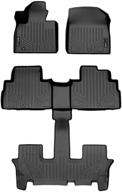 🚗 smartliner all weather custom fit black 3 row floor mat liner set for 2020-2022 kia telluride with 2nd bucket seats (no center console) logo