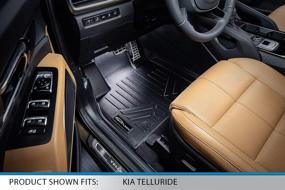 img 3 attached to 🚗 SMARTLINER All Weather Custom Fit Black 3 Row Floor Mat Liner Set for 2020-2022 Kia Telluride with 2nd Bucket Seats (No Center Console)