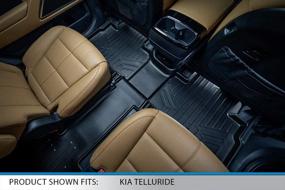 img 1 attached to 🚗 SMARTLINER All Weather Custom Fit Black 3 Row Floor Mat Liner Set for 2020-2022 Kia Telluride with 2nd Bucket Seats (No Center Console)