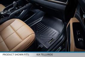 img 2 attached to 🚗 SMARTLINER All Weather Custom Fit Black 3 Row Floor Mat Liner Set for 2020-2022 Kia Telluride with 2nd Bucket Seats (No Center Console)