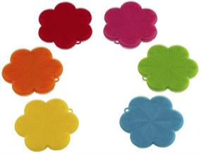 img 2 attached to 🌸 Green Kuhn Rikon Stay Clean Flower Silicone Scrubber, 4.5-inch