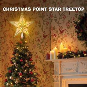 img 3 attached to 🌟 Sparkling 11-Inch Glitter Silver Star Tree Topper, Illuminated Christmas Treetop with 10 Lights - Festive Christmas Decor for Xmas Tree, Home, Bar, Shop, Office (Gold)