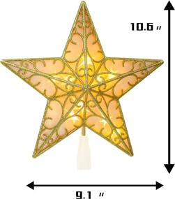 img 1 attached to 🌟 Sparkling 11-Inch Glitter Silver Star Tree Topper, Illuminated Christmas Treetop with 10 Lights - Festive Christmas Decor for Xmas Tree, Home, Bar, Shop, Office (Gold)