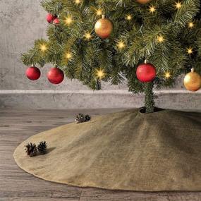 img 4 attached to 🎄 Ivenf 48-Inch Large Burlap Christmas Tree Skirt: Rustic Double-Layered Xmas Decor for Holiday Charm