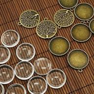 pepperlonely brand: antique bronze tree of life pendant cabochon frame setting tray with clear glass dome tile cabochon 25mm (1 inch) - pack of 10 sets logo