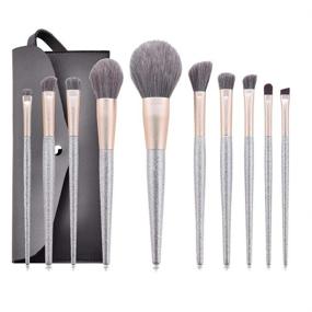 img 4 attached to 💎 Premium Synthetic Professional Makeup Brushes - Complete Highend Brush Set for Foundation, Blush, Contour, Concealer, Blending, Powder, Liquid, Cream, Face, and Eyeshadow - Silver