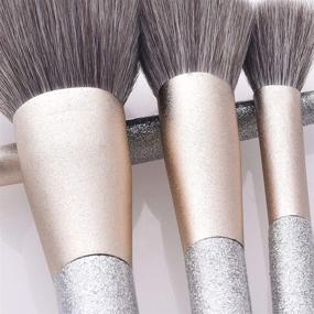 img 2 attached to 💎 Premium Synthetic Professional Makeup Brushes - Complete Highend Brush Set for Foundation, Blush, Contour, Concealer, Blending, Powder, Liquid, Cream, Face, and Eyeshadow - Silver