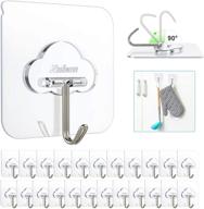 🔩 24 pack heavy duty adhesive hooks with 13lb max load capacity - znben transparent utility hooks for kitchen, bathroom, office, shower, window logo