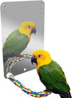 🐦 large stainless steel bird mirror with rope perch | bird swing toys | paw grinding parrot cage perch stand for small and medium parakeet, cockatiel, conure, finch, canaries - enhance seo логотип