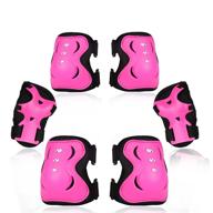 enilecor knee pads for kids, protective gear set with wrist guard for roller skating, skateboarding, cycling, bike, rollerblading, scooter - hot pink/black, size m (ages 8-14) logo