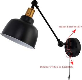 img 3 attached to 🛋️ Set of 2 Larkar Dimmable Wall Lamp Plug-in Wall Sconces, Larkar Swing Arm Wall Lamp with On/Off Switch, Metal Black Wall Mounted Reading Light Fixture for Indoor Bedroom Bedside