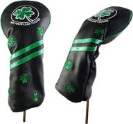 🍀 nrc golf head cover set - wood covers for driver, fairway, and hybrid ut with four leaf clover lucky design, pu leather material, and interchangeable number tags logo