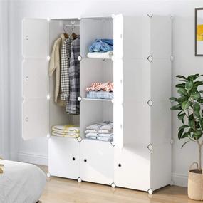 img 4 attached to 🚪 Aeitc Portable Wardrobe Closets: 12-Cube Storage Organizer with Doors - White