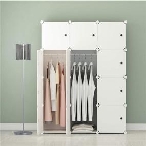 img 2 attached to 🚪 Aeitc Portable Wardrobe Closets: 12-Cube Storage Organizer with Doors - White