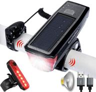 🚲 burningsun solar powered bike light set & horn: usb rechargeable, 4 mode headlight taillight combo with bell for cycling safety logo