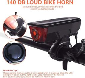 img 2 attached to 🚲 BURNINGSUN Solar Powered Bike Light Set & Horn: USB Rechargeable, 4 Mode Headlight Taillight Combo with Bell for Cycling Safety