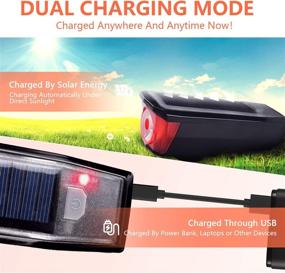 img 1 attached to 🚲 BURNINGSUN Solar Powered Bike Light Set & Horn: USB Rechargeable, 4 Mode Headlight Taillight Combo with Bell for Cycling Safety